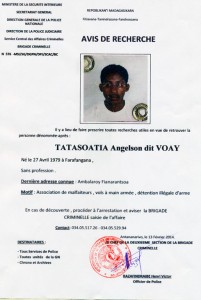 Nivoaka omaly ny “avis de recherche” momba an’i Voay, izay nananan’ny pôlisy sary .