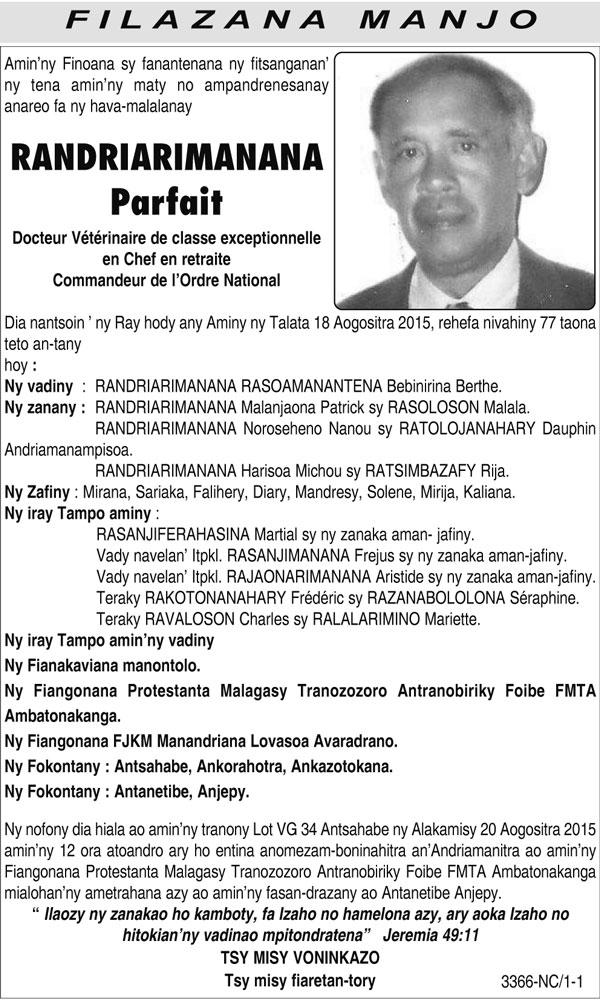 N crologie Du 20 Ao t 2015 Midi Madagasikara