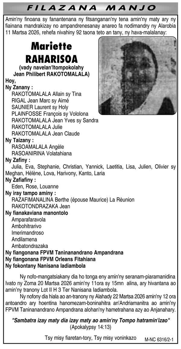 Nécrologie du 19 mars 2026